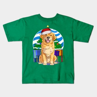 Golden Retriever Dog Christmas Sweater Tree Decoration Kids T-Shirt